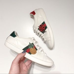 GUCCI Ace Sneaker Pineapple Ladybug White Leather
